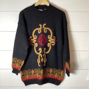 Vintage Le Moda Sweater Womens Large Mohair Knit Pullover Bold 80s Old Money